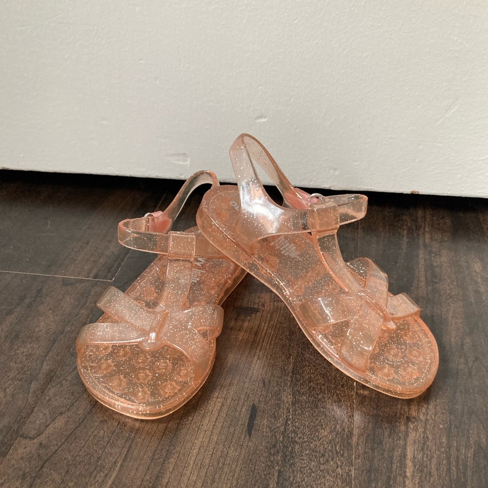 Old Navy Toddler Girl Peach Coloured Sparkle Jelly Sandals